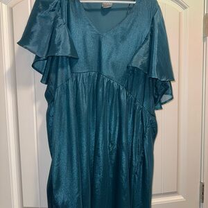 ARULA Teal Knit Dress with Pockets